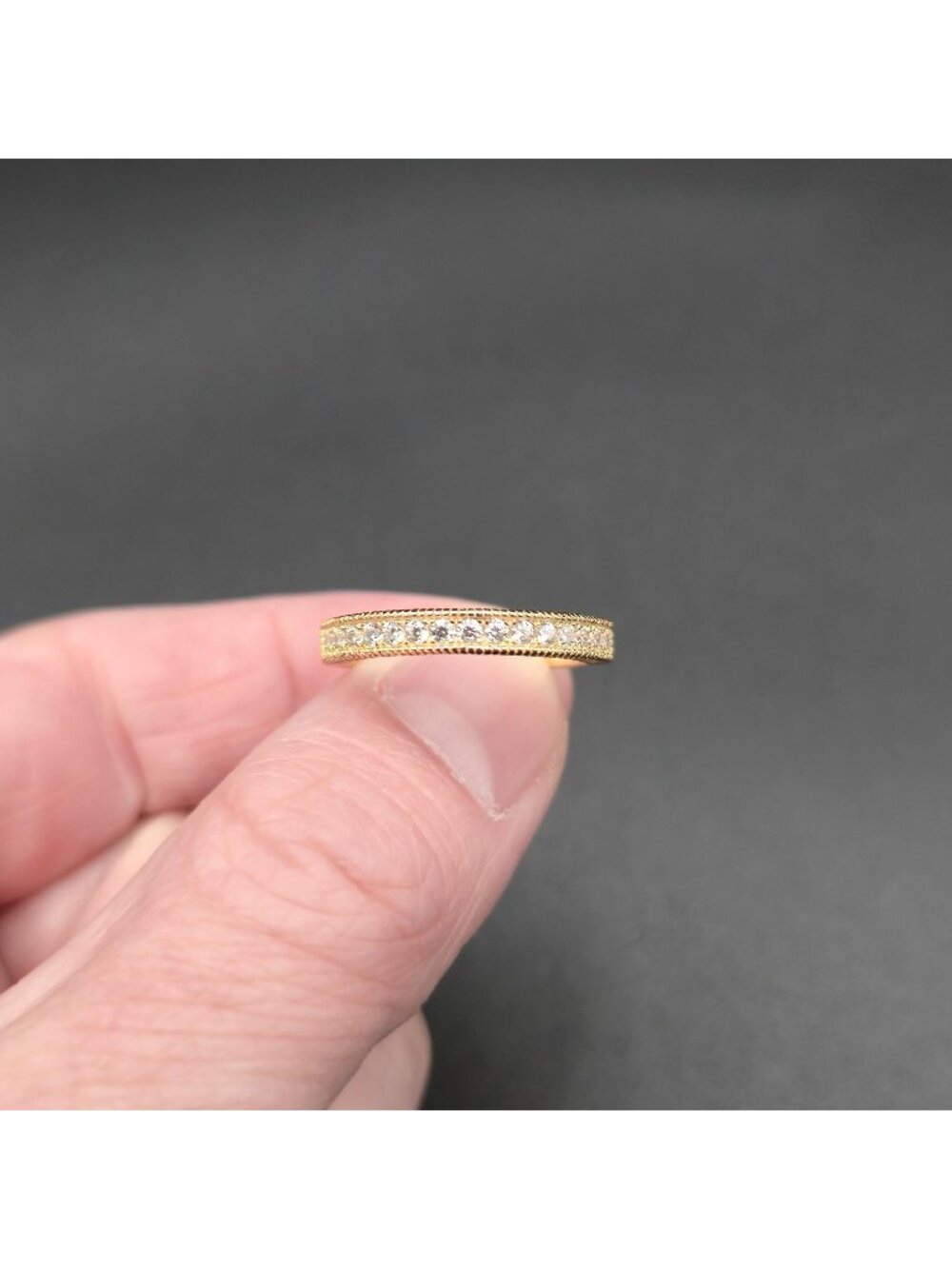 Size 9 Sterling Silver Gold Plated Jeulia Cubic Zirconia Milgrain Wedding Band A